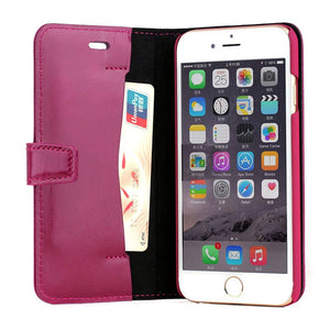 Glossy Genuine Leather iPhone Wallet Case